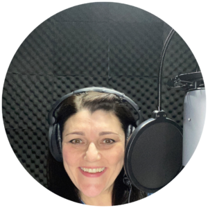 Tracy Heatley in the studio recording her Branding and Straplines - Who Gives A Crap podcast