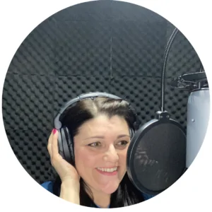 Tracy Heatley recording her Tap Into Your Customer Base podcast