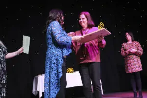 Tracy Heatley presents Lisa Mousley from Chic Boutique Travel with the Rossendale Business Awards Micro Business Award