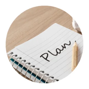 Notepad that says, 'Plan' for the Three Pillars Of Marketing Blog