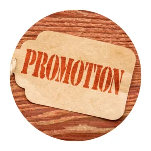 Promotion written on a label to go with the Three Pillars Of Marketing Promotion part of the blog